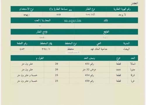 أرض 500 متر مربع جنوبية على شارع 32م ضاحية الملك فهد، الدمام