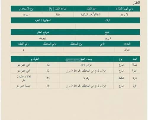 Land 352 SQM Facing North on 10m Width Street Ar Rawdah, Jazan