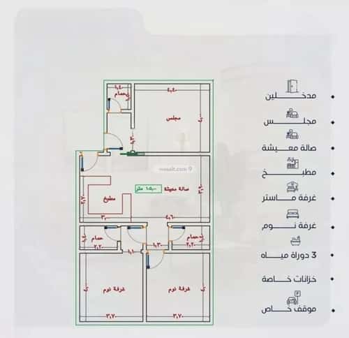Apartment 750 SQM with 3 Bedrooms Al Yaqoot, North Jeddah, Jeddah