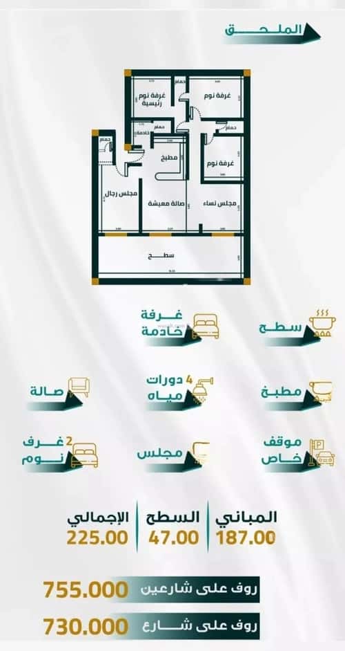 شقة 1666.35 متر مربع ب 5 غرف الفيحاء، جنوب جدة، جدة