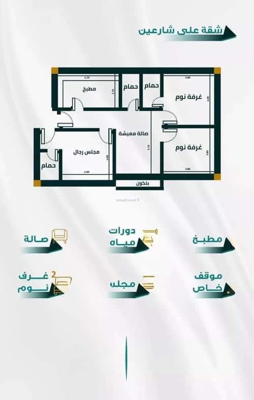 شقة 1666.35 متر مربع ب 3 غرف الفيحاء، جنوب جدة، جدة
