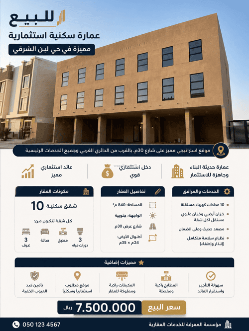 Building 840 SQM Facing South Dahrat Laban, West Riyadh, Riyadh