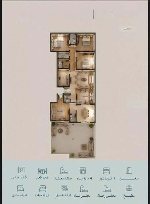 Apartment 3183.28 SQM with 6 Bedrooms Al Yaqoot, North Jeddah, Jeddah