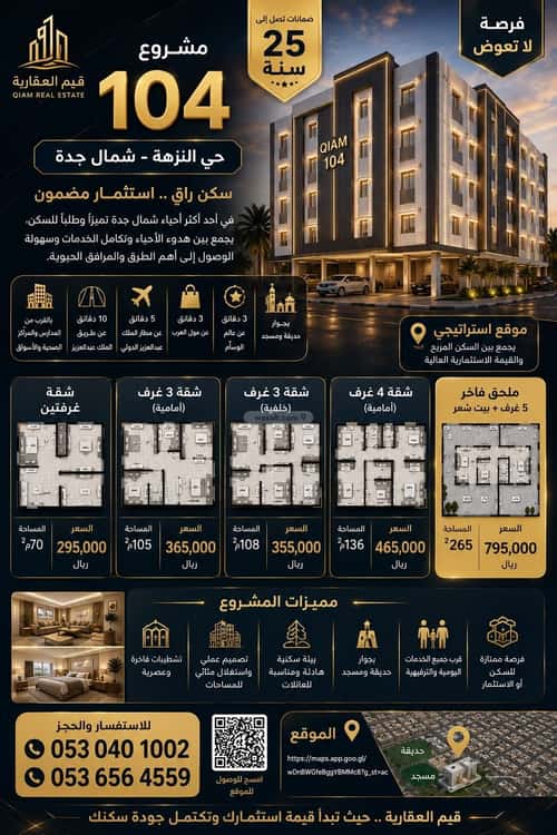 Apartment 775 SQM with 4 Bedrooms Al Nuzha, North Jeddah, Jeddah