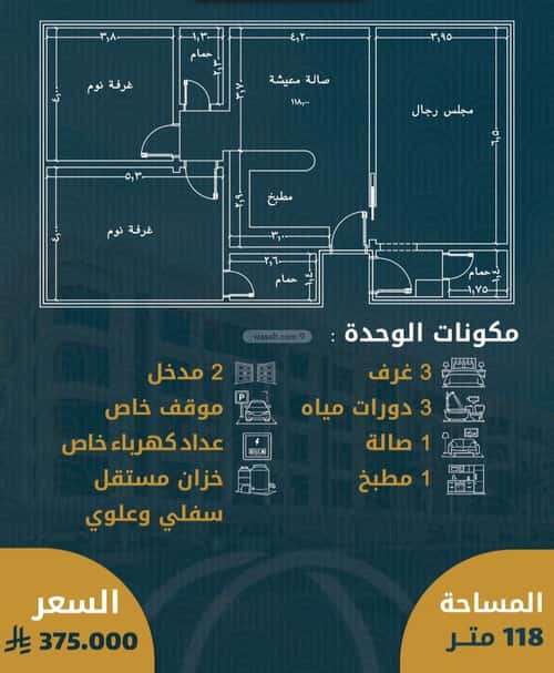 Apartment 1496.9 SQM with 3 Bedrooms Al Swaryee, North Jeddah, Jeddah