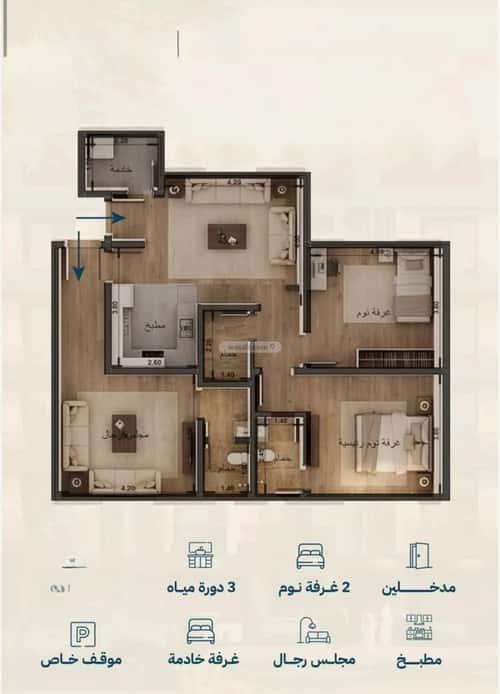 Apartment 3183.28 SQM with 3 Bedrooms Al Yaqoot, North Jeddah, Jeddah