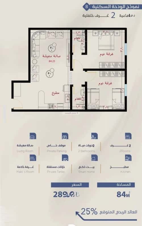 Apartment 3183.28 SQM with 2 Bedrooms Al Yaqoot, North Jeddah, Jeddah