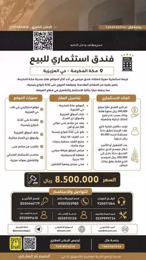 فندق للبيع الجامعة، مكة المكرمة