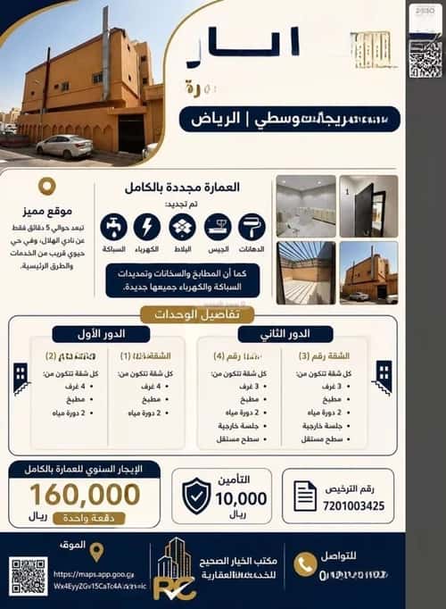 عمارة 400 متر مربع واجهة جنوبية العريجاء الأوسط، غرب الرياض، الرياض