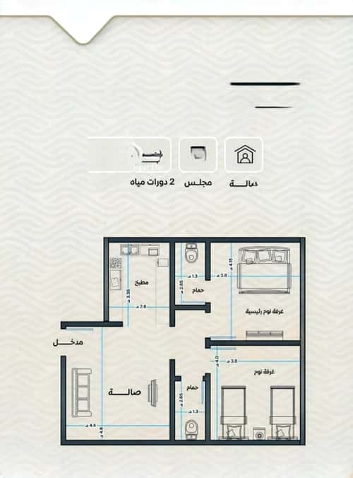Apartment 1000 SQM with 2 Bedrooms Meshrefah, North Jeddah, Jeddah
