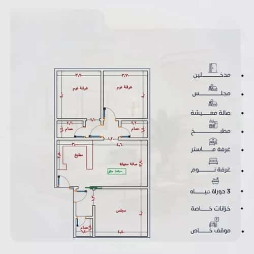 Apartment 550 SQM with 3 Bedrooms Al Yaqoot, North Jeddah, Jeddah