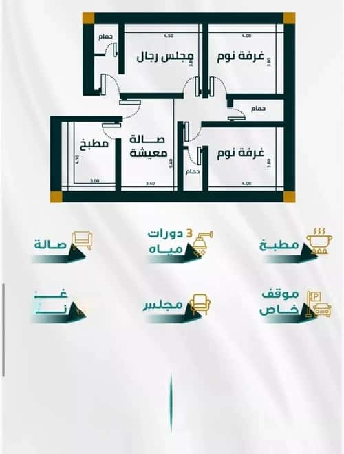 Apartment 114.46 SQM with 3 Bedrooms King Abdul Aziz University, South Jeddah, Jeddah