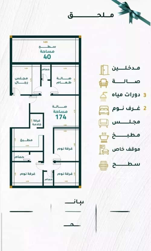شقة 130.07 متر مربع ب 5 غرف مشرفة، شمال جدة، جدة