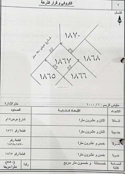 Land 550 SQM Facing North on 15m Width Street Al Akhbar, Alttayif
