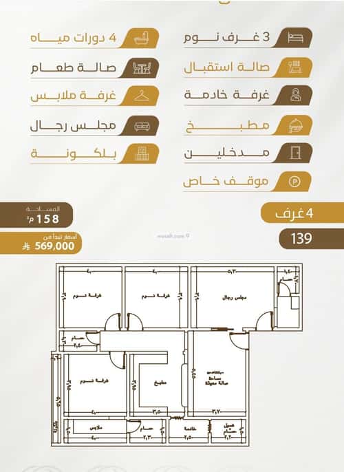 شقة 3150 متر مربع ب 4 غرف الورود، جنوب جدة، جدة