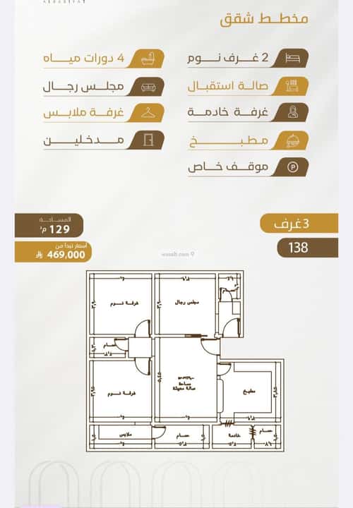شقة ب 3 غرف الورود، جنوب جدة، جدة