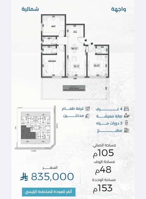 شقة ب 4 غرف الرويس، جنوب جدة، جدة