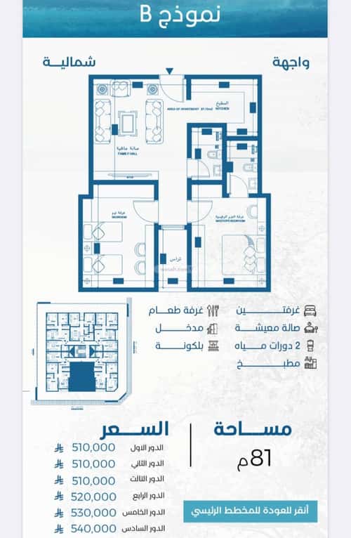 شقة بغرفتين الرويس، جنوب جدة، جدة