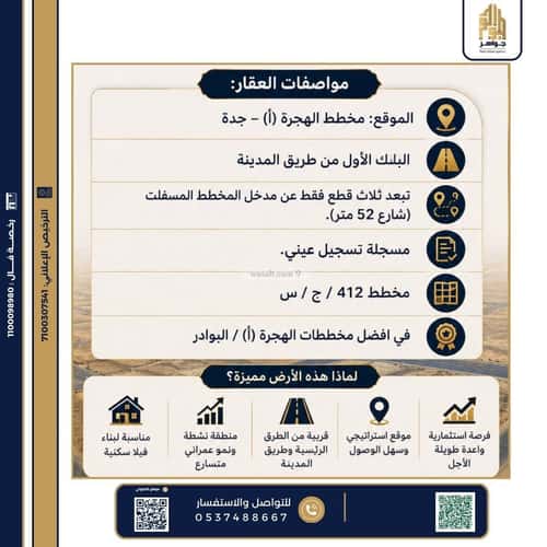 Land 900 SQM Facing East on 25m Width Street Al-Bawader, North Jeddah, Jeddah