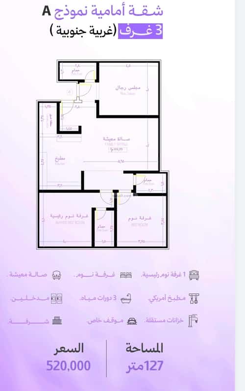 شقة 1045.16 متر مربع ب 3 غرف أبحر الجنوبية، شمال جدة، جدة