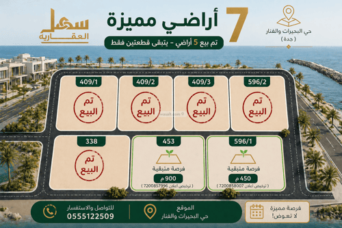 أرض 450 متر مربع جنوبية على شارع 16م البحيرات، شمال جدة، جدة