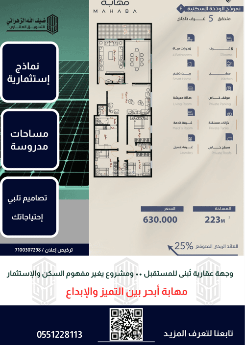 Apartment 2250 SQM with 2 Bedrooms Al Yaqoot, North Jeddah, Jeddah