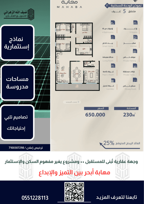 Apartment 2250 SQM with 2 Bedrooms Al Yaqoot, North Jeddah, Jeddah