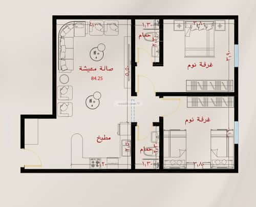 شقة 2250 متر مربع بغرفتين الياقوت، شمال جدة، جدة