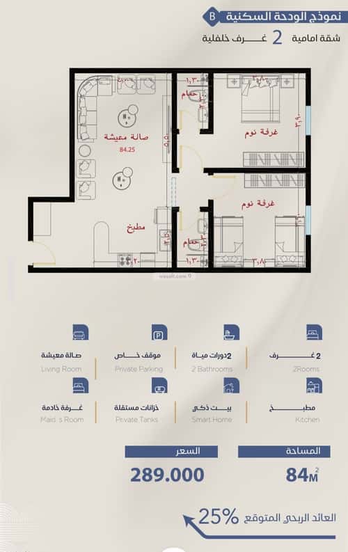 Apartment 2250 SQM with 2 Bedrooms Al Yaqoot, North Jeddah, Jeddah