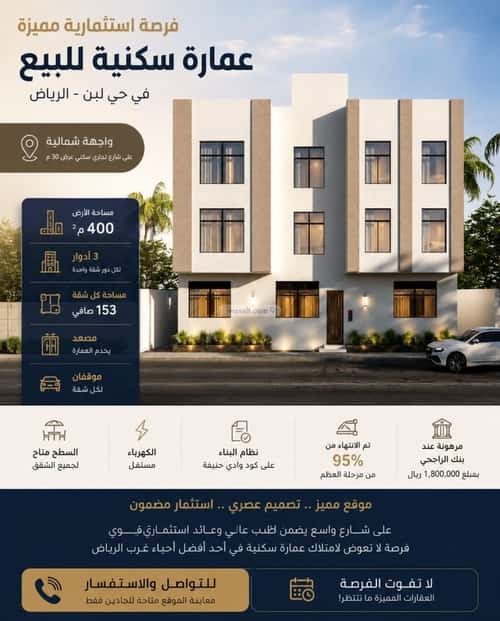 Building 400 SQM Facing North Dahrat Laban, West Riyadh, Riyadh