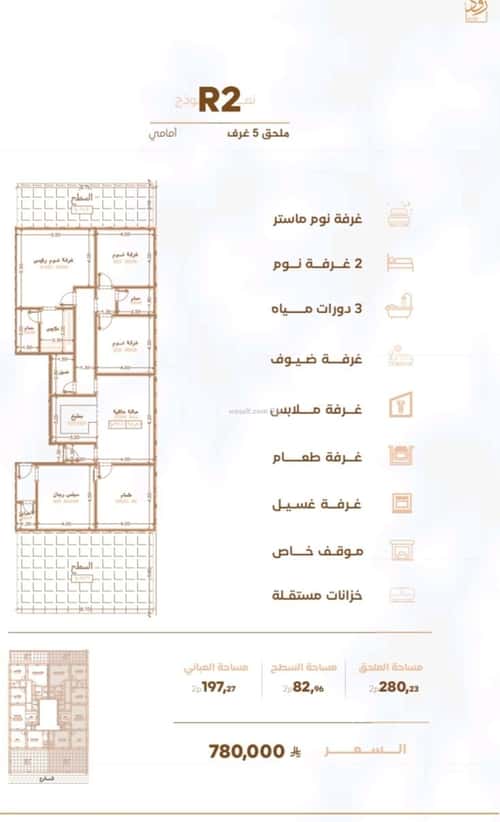 شقة 840 متر مربع ب 5 غرف الربوة، شمال جدة، جدة