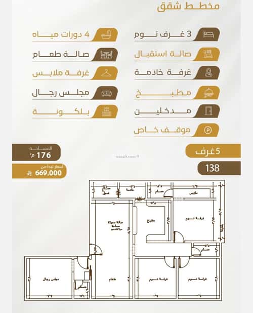 Apartment 3150 SQM with 5 Bedrooms Al Worood, South Jeddah, Jeddah
