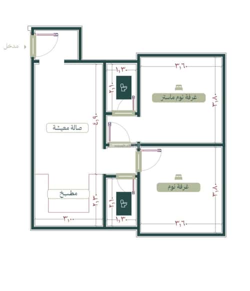 Apartment 775 SQM with 2 Bedrooms Al Nuzha, North Jeddah, Jeddah