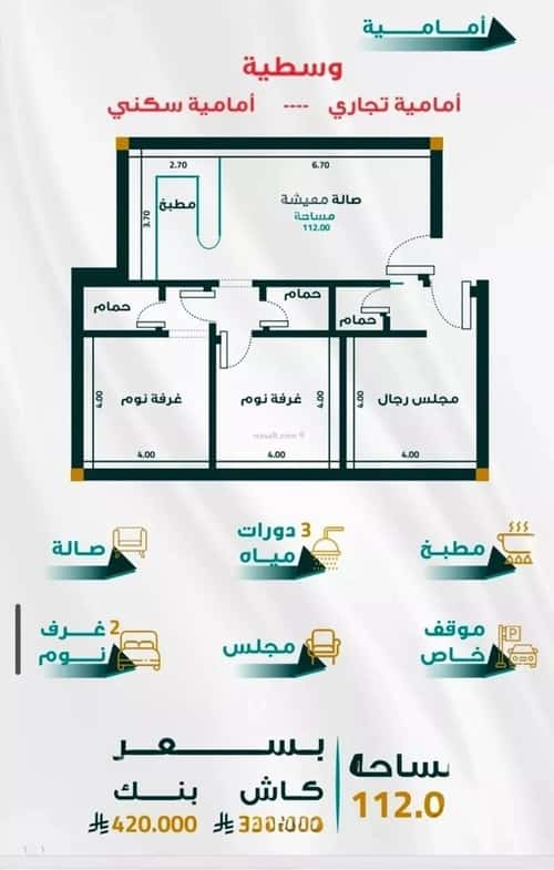 Apartment 1666.35 SQM with 3 Bedrooms Al Faiha|A, South Jeddah, Jeddah