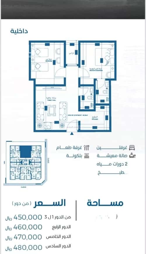 Apartment 505.05 SQM with 2 Bedrooms Al Hamrah, North Jeddah, Jeddah