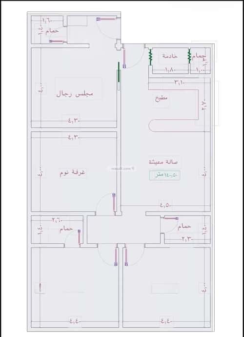 Apartment 128.69 SQM with 4 Bedrooms Al Rawabe, South Jeddah, Jeddah