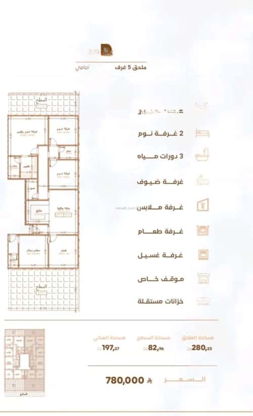 شقة 840 متر مربع ب 5 غرف الربوة، شمال جدة، جدة
