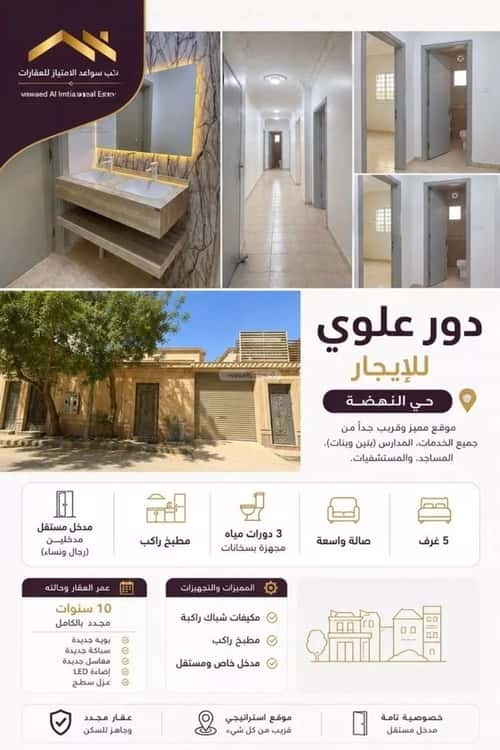 دور 442 متر مربع ب 5 غرف النهضة، شرق الرياض، الرياض