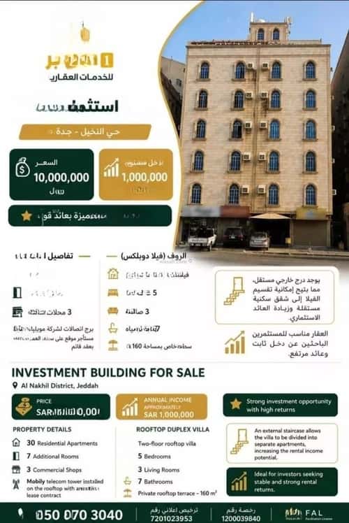 عمارة 660 متر مربع واجهة شمالية النخيل، شرق جدة، جدة
