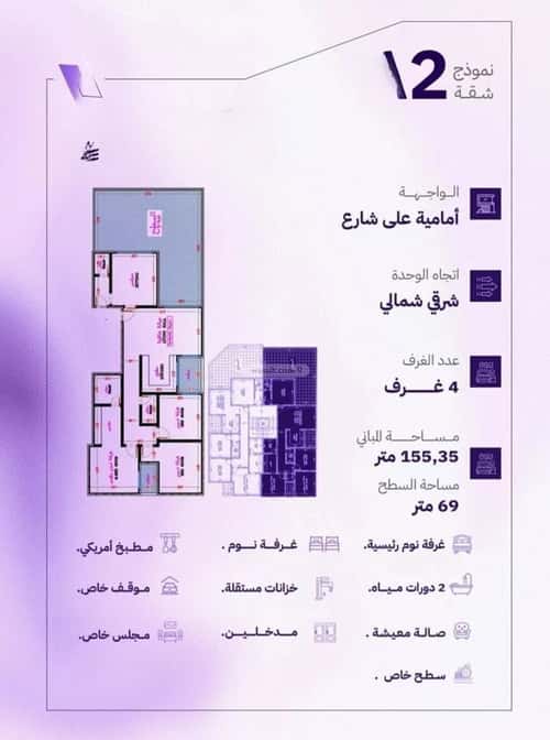 Apartment 702.1 SQM with 4 Bedrooms Al Marwah, North Jeddah, Jeddah