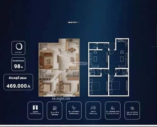 Apartment 660 SQM with 3 Bedrooms Al Salamah, North Jeddah, Jeddah