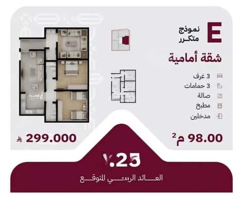 شقة 667.5 متر مربع ب 3 غرف الريان، شرق جدة، جدة