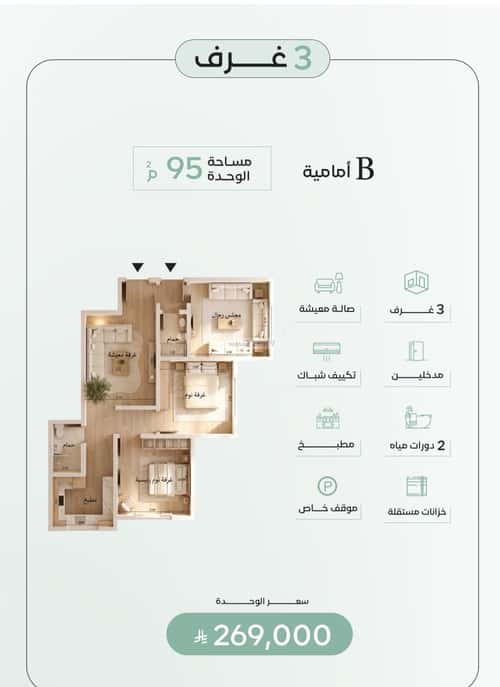شقة 1283 متر مربع ب 3 غرف الريان، شرق جدة، جدة