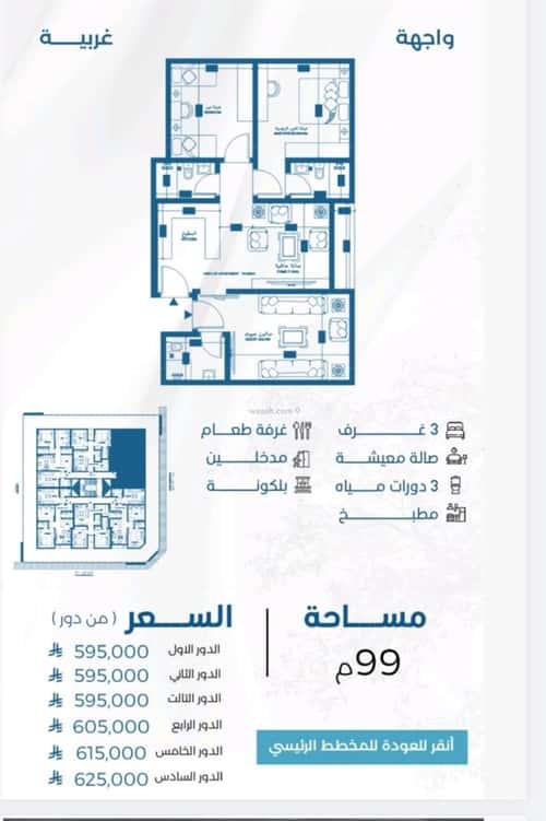 Apartment 964.5 SQM with 2 Bedrooms Al Ruwase, South Jeddah, Jeddah