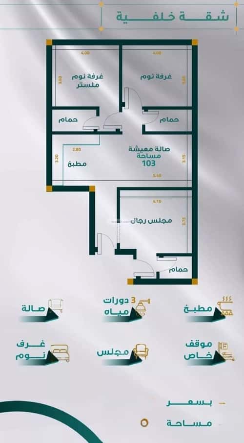 Apartment 599.39 SQM with 3 Bedrooms Mraykh, East Jeddah, Jeddah