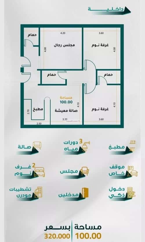 Apartment 1260 SQM with 3 Bedrooms Al Rawabe, South Jeddah, Jeddah