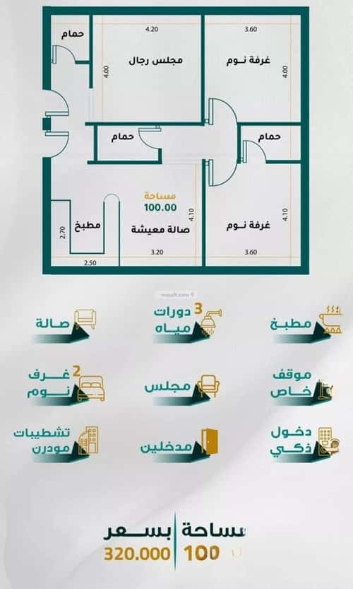 شقة 1260 متر مربع ب 3 غرف الروابي، جنوب جدة، جدة