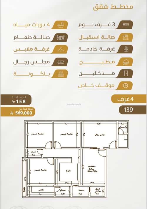 Apartment 3150 SQM with 4 Bedrooms Al Worood, South Jeddah, Jeddah