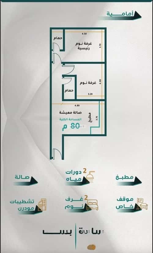 Apartment 75.89 SQM with 2 Bedrooms Al Rawabe, South Jeddah, Jeddah