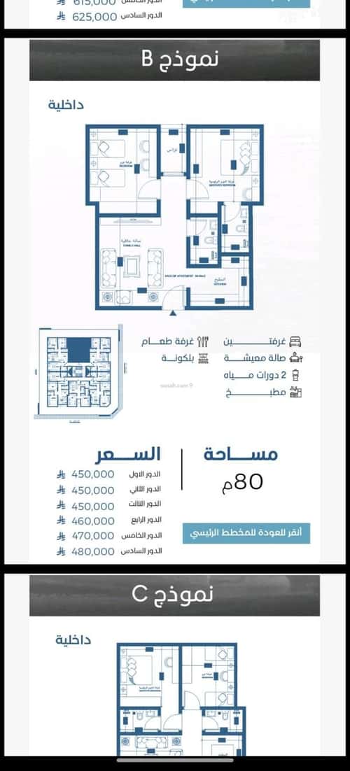 Apartment 964.5 SQM with 2 Bedrooms Al Ruwase, South Jeddah, Jeddah